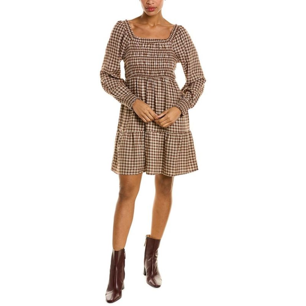 Lucky Brand Womens  Smocked Bodice Dress, Brown